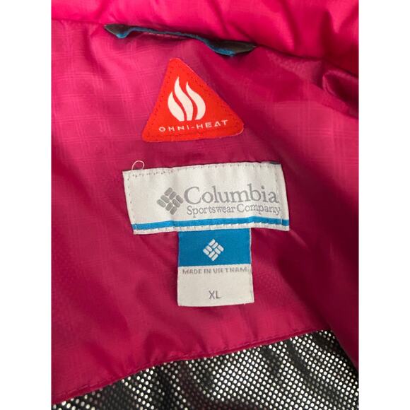 Columbia Omni-Heat Pink Chevron Puffer Jacket XL Women’s Winter Coat - Picture 9 of 10